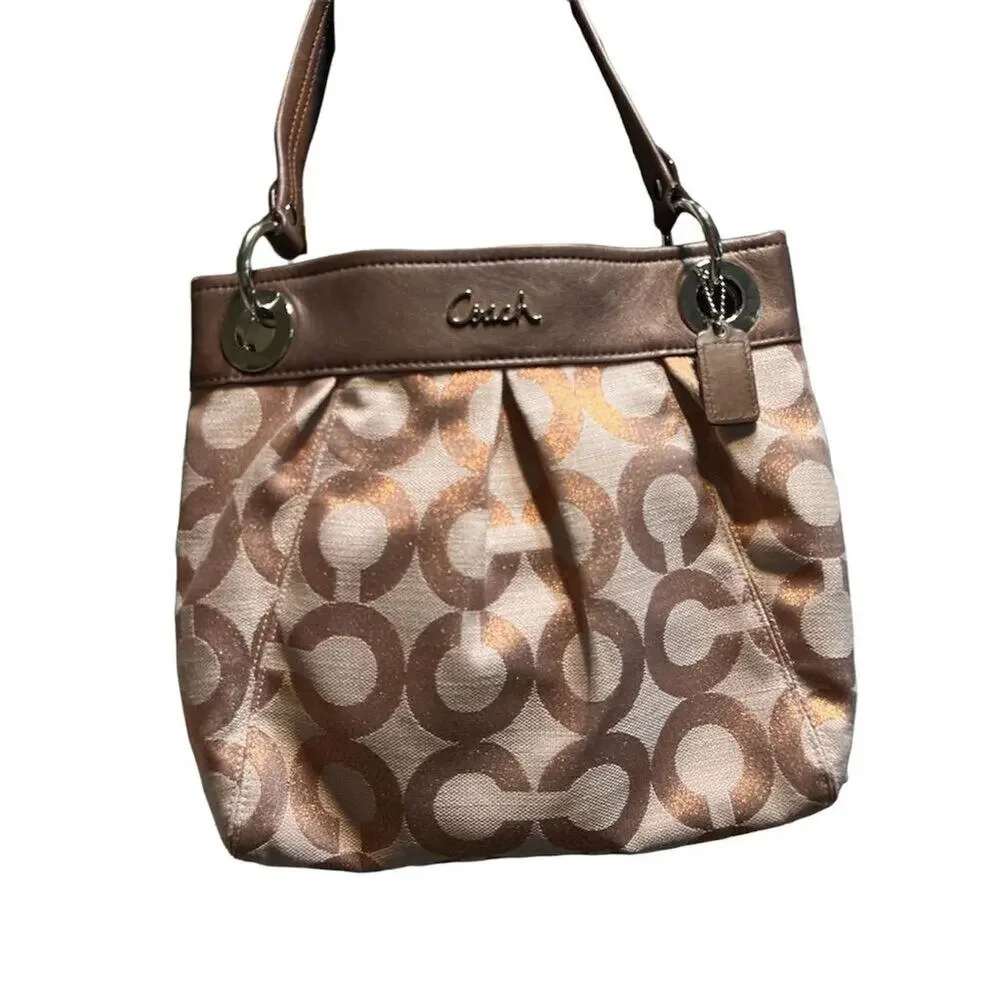 Coach Ashley Copper Metallic Signature Shoulder Bag Ashley
